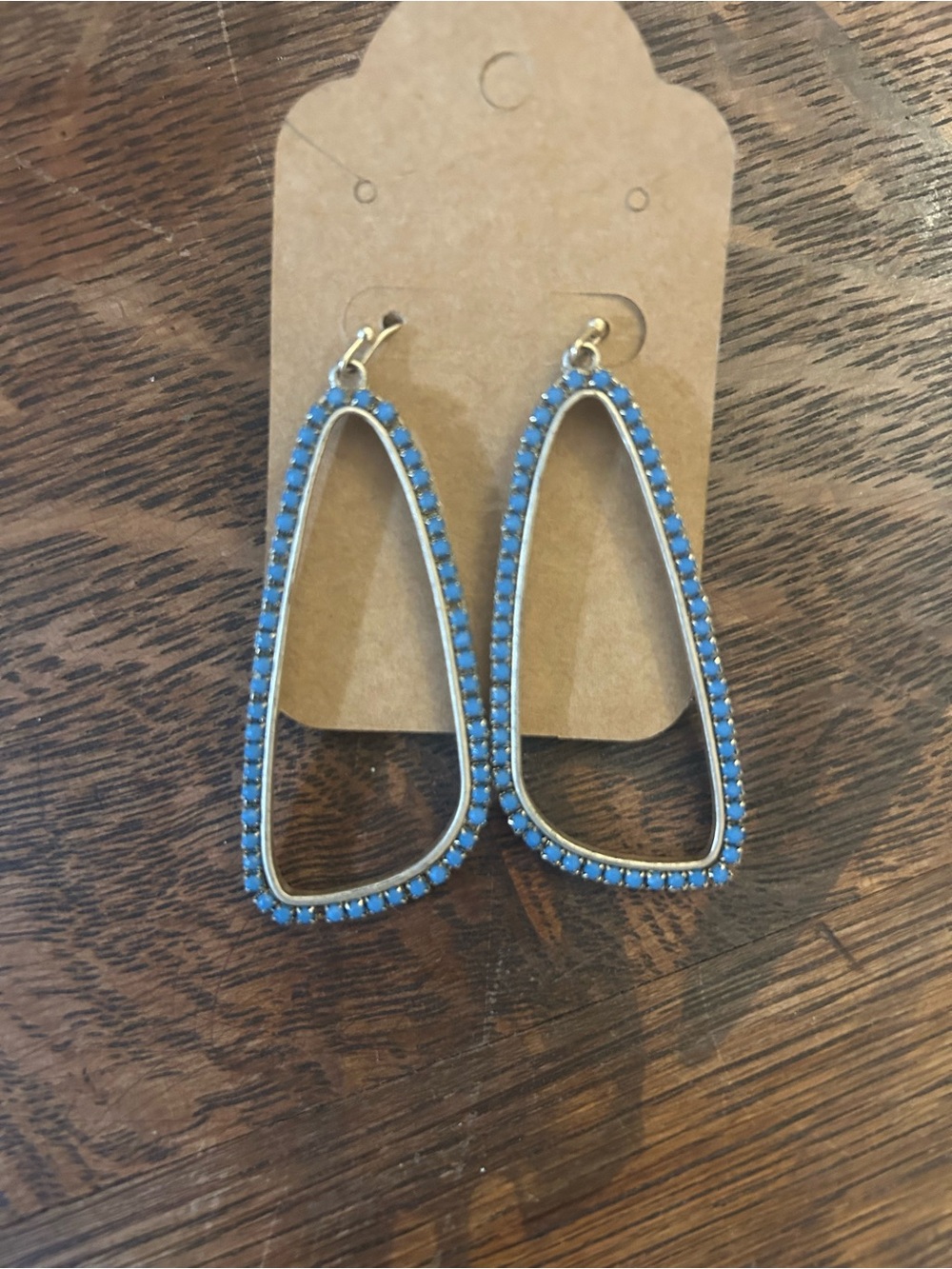 Gold Drop Earrings with Blue Stones - Women Jewelry